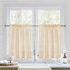 DWCN Beige Sheer Curtains for Kitchen Windows by DWCN
