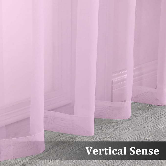 OVZME Light Pink Sheer Curtains 108 Inches Long, Light Filtering Semi - Image 7
