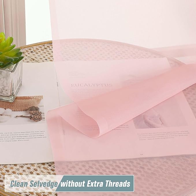 Blush Pink Window Sheer Curtains 54 inch Length, Soft Airy Light Filtering - Image 2