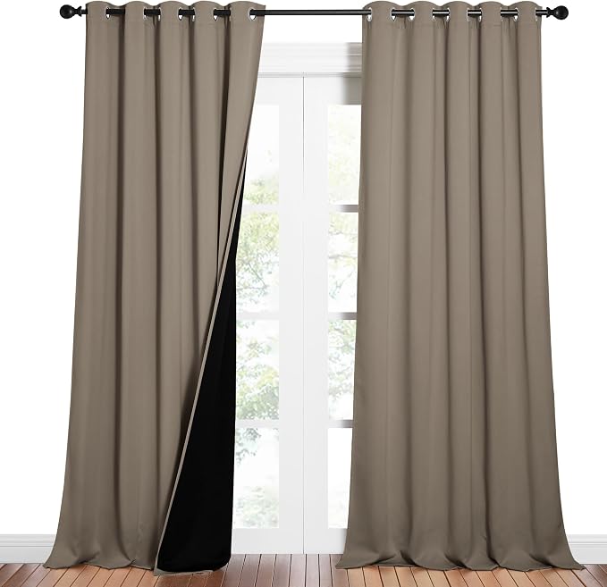 NICETOWN Taupe Full Shade Curtain Panels, Pair of Energy Smart & Noise Blocking by NICETOWN