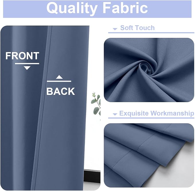 Simplebrand Ava Denim Short 24 Inches Blackout Curtain 2 Panels Set, Half - Image 3