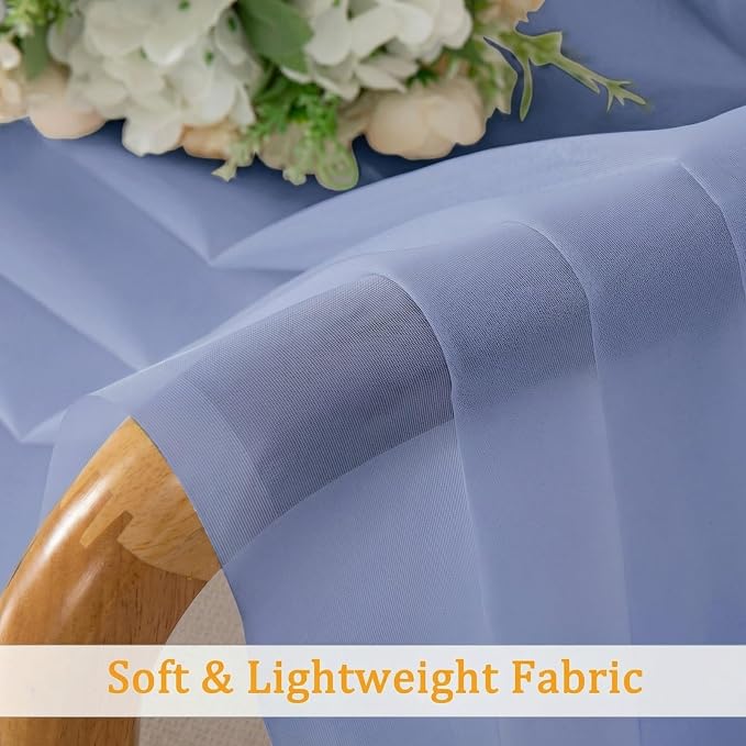 Gwine Denim Blue Sheer Curtains 84 Inches Long 2 Panels Set - Image 9