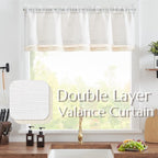 jinchan Linen Valance for Farmhouse Living Room Windows 16 Inch Slubbed Crossed - Image 2