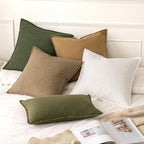 MIULEE Decorative Linen Euro Sham Pillow Covers 28x28 Inch Khaki Boho Farmhouse - Image 5