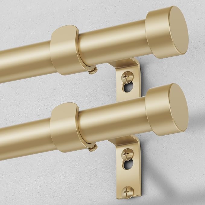 VOIIY 2 Pack Gold Curtain Rods for Windows 48 to 84 Inch, Size:36-88 Inch by VOIIYCurtainRods