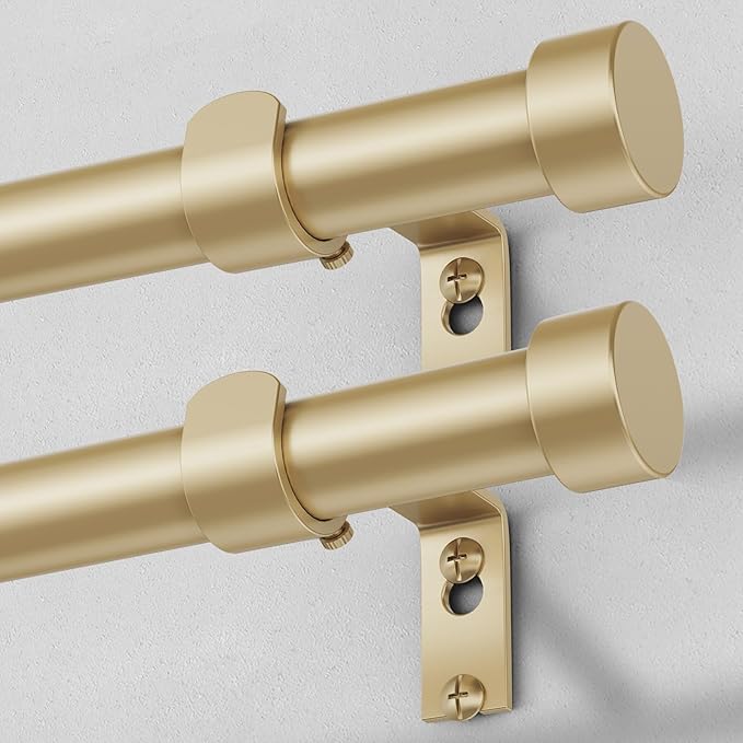 VOIIY 2 Pack Gold Curtain Rods for Windows 18 to 42 Inch, Size:18''-42'' by VOIIYCurtainRods