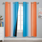 Ombre Orange and Blue Blackout Curtains 72 Inch Length 2 panels, Full Room by ESTELARTEXTILER