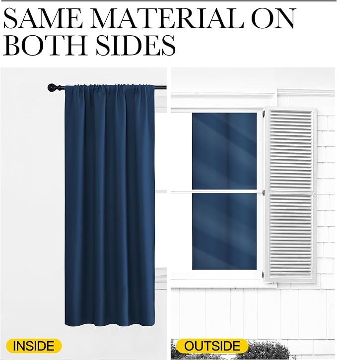 NICETOWN 2 Panels Blackout Curtains, Rod Pocket Thermal Insulated Curtains - Image 6