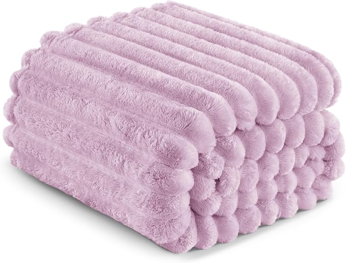 Exclusivo Mezcla King Size Flannel Fleece Blanket, Super Soft Striped Jacquard - Image 6