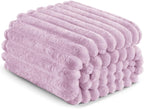 Exclusivo Mezcla King Size Flannel Fleece Blanket, Super Soft Striped Jacquard - Image 6