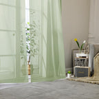 Lecloud Light Green Sheer Curtains 96 Inches Long 2 Panels, Modern Light - Image 2