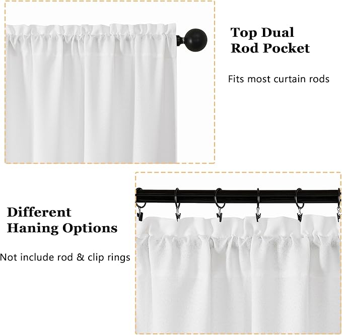 OWENIE White Valances for Windows 1 Pcs 18 Inch Length, Light Filtering - Image 4