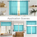 Turquoise Kitchen Curtains 30 Inch Length Tier 2 PCS, Solid Soft Half Curtains - Image 6