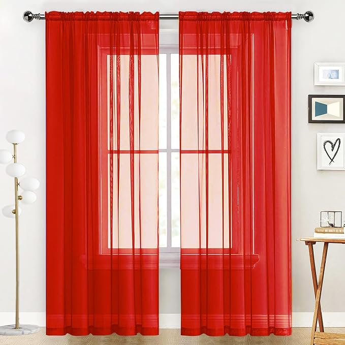 SpaceDresser Basic Rod Pocket Sheer Voile Window Curtain Panels White 1 Pair 2 by SpaceDresser