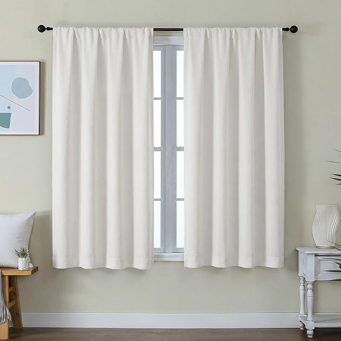 Simplebrand Ava Light Beige Short Light Filtering Curtains by Simplebrand