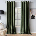 MIULEE Velvet Curtains Olive Green Elegant Grommet Curtains Thermal Insulated by MIULEE