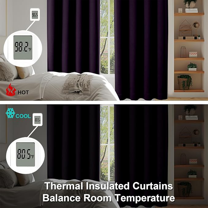 Simplebrand Ava BlackBerry Short 36 Inches Blackout Curtain 2 Panels Set - Image 6