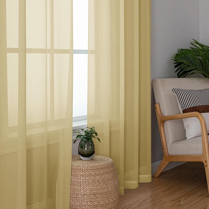 Simplebrand Gold Sheer Valances 14 Inches Long - Image 5