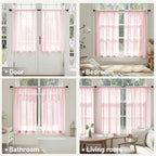 MIULEE Blush Pink Sheer Curtains 63 Inches Long, 4 Panels Set, Light Filtering - Image 6