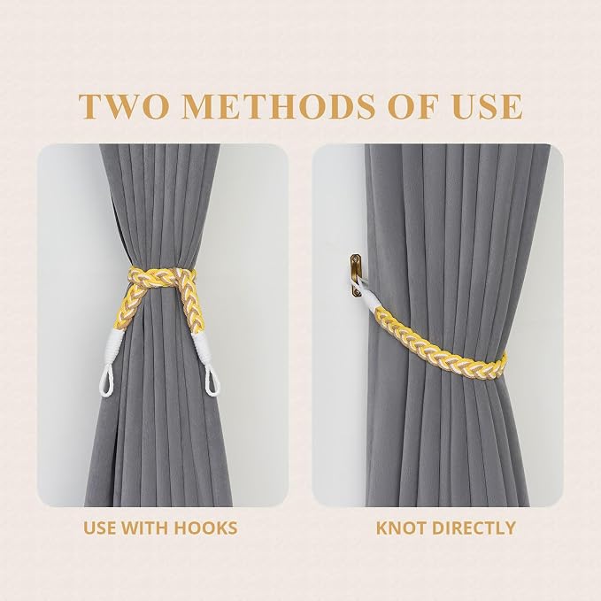 NICEEC 4 Pack Natural Cotton Rope Curtain Tiebacks Elegant Boho Style - Image 5