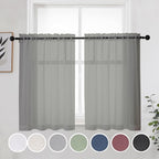 OWENIE Short Grey Sheer Curtains 36 Inches 2 Panels Set by OWENIE