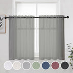 OWENIE Short Sheer Curtains 30 Inches 2 Panels Set, Kitchen Tiers Light by OWENIE