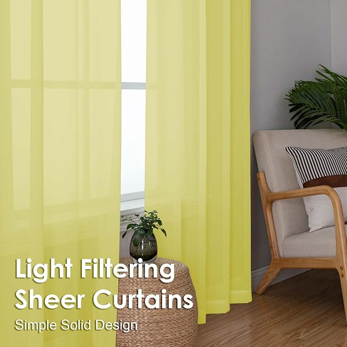 OVZME Sheer Curtains 84 Inches Long 2 Panels Set, Light Filtering Transparent - Image 6