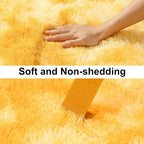 Soft Runner Rugs for Bedroom Hallways, 2x6 Tie-Dyed Yellow Fluffy Shag Throw - Image 3