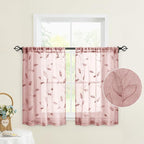HOMEIDEAS Blush Pink Sheer Kitchen Curtains 30 X 36 Inch Length 2 Panels - Image 2