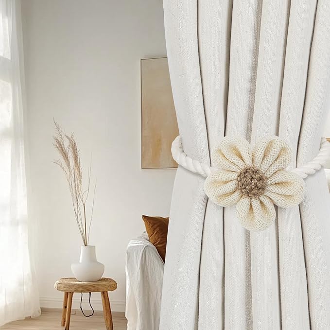 KLOGTSIND Magnetic Curtain Tiebacks, 6 Pack Flower Curtain Holdbacks - Image 2