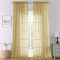 Lecloud Gold Sheer Curtains 108 Inches Long 2 Panels, Dual Rod Pocket Light by Lecloud