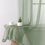Lecloud Sage Green Sheer Curtains 72 Inches Long 2 Panels Set, Rustic Voile - Image 8