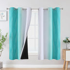 Estelar Textiler Teal and Greyish White Blackout Curtains & Drapes by ESTELARTEXTILER