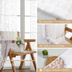 Chyhomenyc White Sheer Curtains 36 Inch Length, Light Filtering Leaf Tufted - Image 7