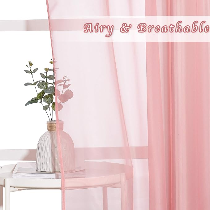 NICETOWN Coral Sheer Curtains L63 inches - Image 3