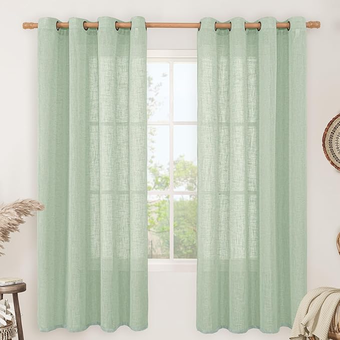 LAMIT Fresh Green Linen Curtains 72 Inch Length by LAMIT