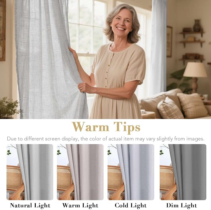H.VERSAILTEX Living Room Linen Curtains Home Decorative Nickel Grommet Curtains - Image 3
