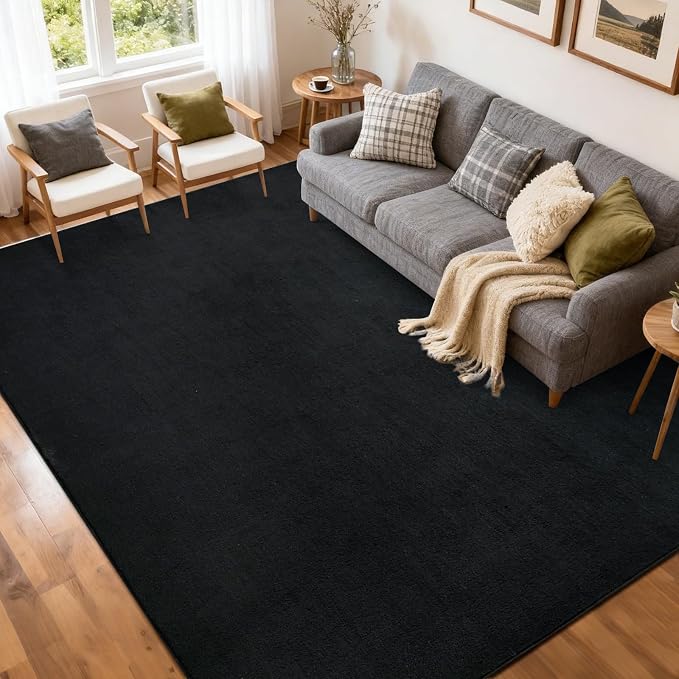 FinRèc 5x7 Washable Area Rugs for Bedroom Living Room, Low Pile Thin Rug Solid by FinRe%CC%80cHome