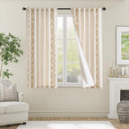 jinchan Belrose Lined Linen Blend Curtains Boho Floral Curtains - Image 3