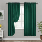HOMEIDEAS Christmas Non-See-Through Hunter Green Privacy Sheer Curtains - Image 2