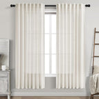 Nanspring Cream Semi Sheer Linen Curtains 75 Inch Length by Nanspring
