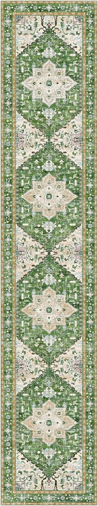 Yamaziot Washable Runner Rug, 2x10 Non-Slip Boho Vintage Hallway Rug Runner - Image 2