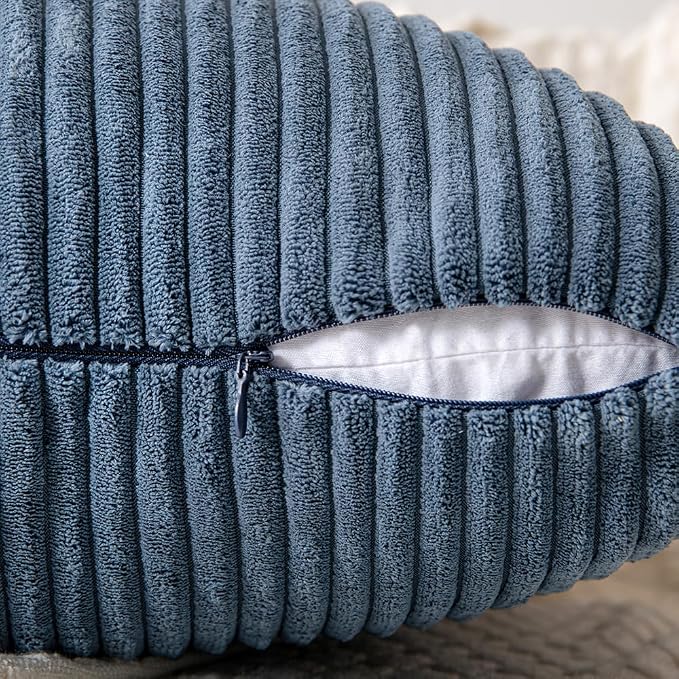 MIULEE Blue Decorative Euro Sham Pillow Covers 24x24 Inch - Image 3