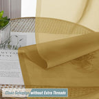 Gold Sheer Curtains 63 Inch Length 2 Panels, Voile Sheer Curtain - Image 2