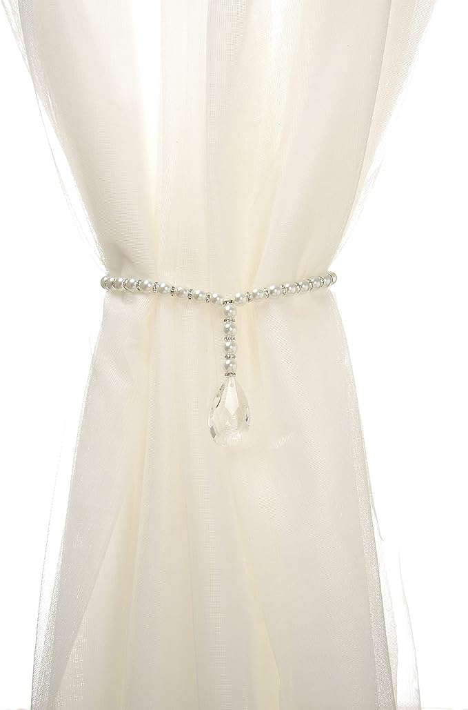 SUQ I OME 1 Pair of Luxury Pearl Beaded Magnetic Curtain Tieback and Holdback - Image 6