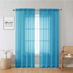 Lecloud Turquoise Sheer Curtains 78 Inches Long 2 Panels, Elegant Gauzy Airy by Lecloud