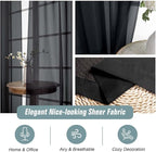 Black Sheer Curtains 90 Inches Long 2 Panels, Light Filtering Solid Sheer - Image 4