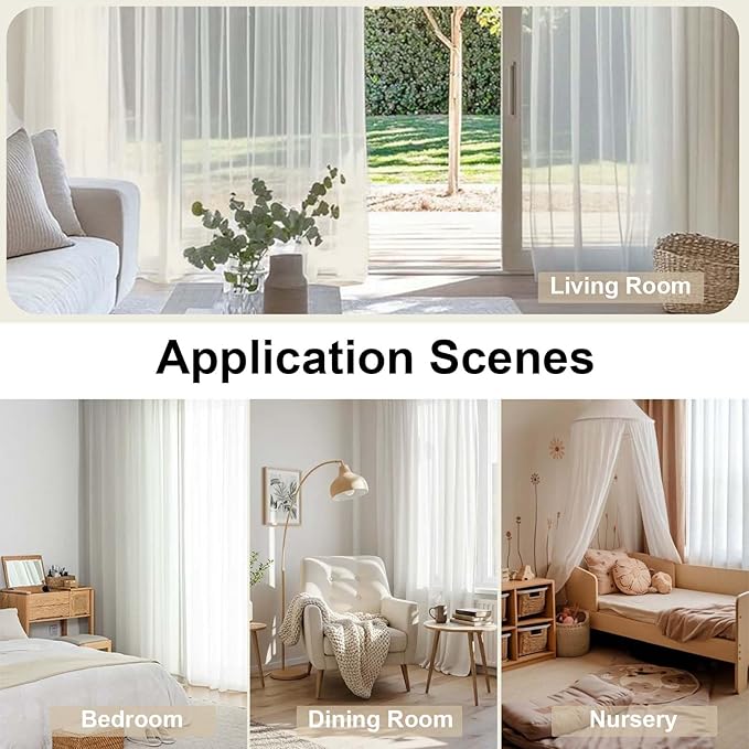 OWENIE Extra Long Sheer Curtains 120 Inches Long, Sheer Curtain, Voile Rod - Image 6
