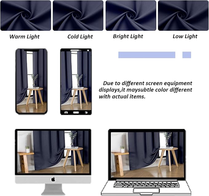 Simplebrand Ava Navy Blue Short 30 Inches Blackout Curtain 2 Panels Set - Image 9