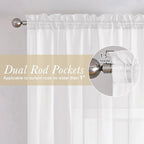 Lecloud White Sheer Curtains 63 Inch Length 2 Pcs, Light Filtering Rod Pockets - Image 3